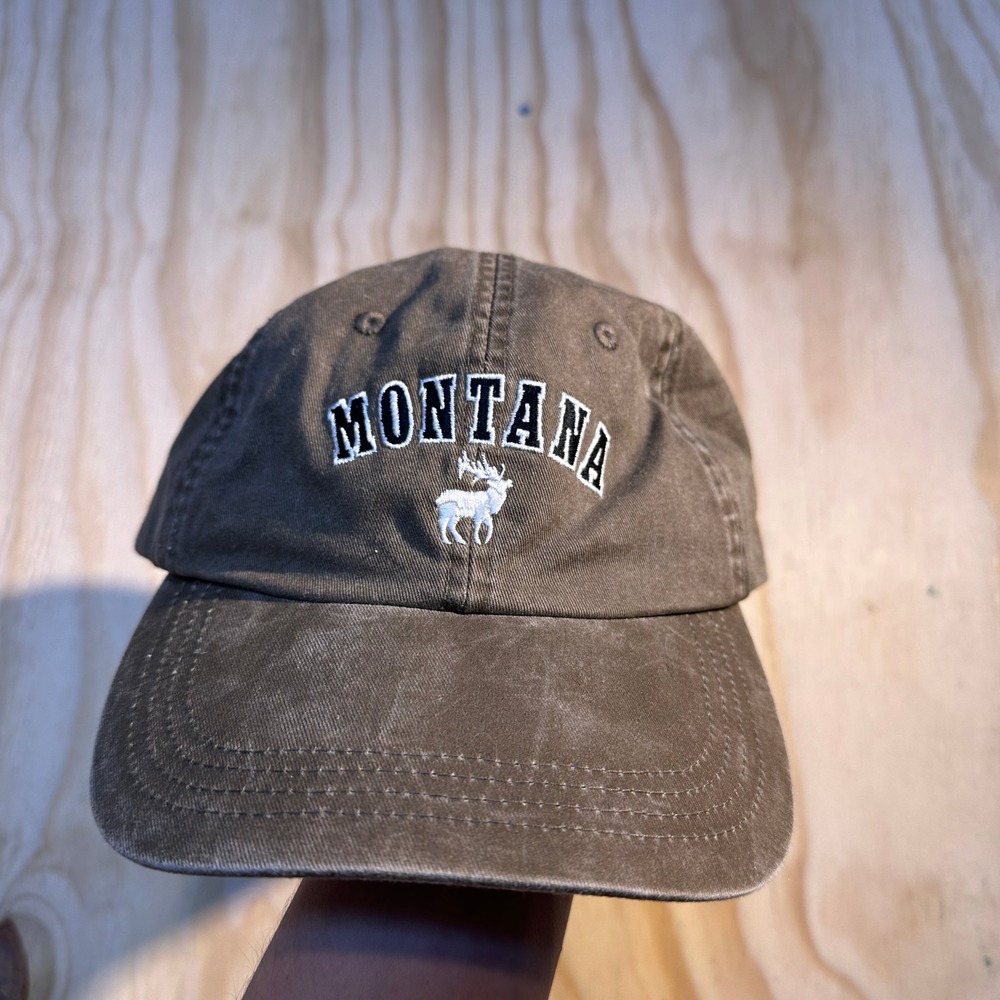 Ahead Casuals Montana Elk Embroidered Brown Cotton Adjustable Mid Fit Hat